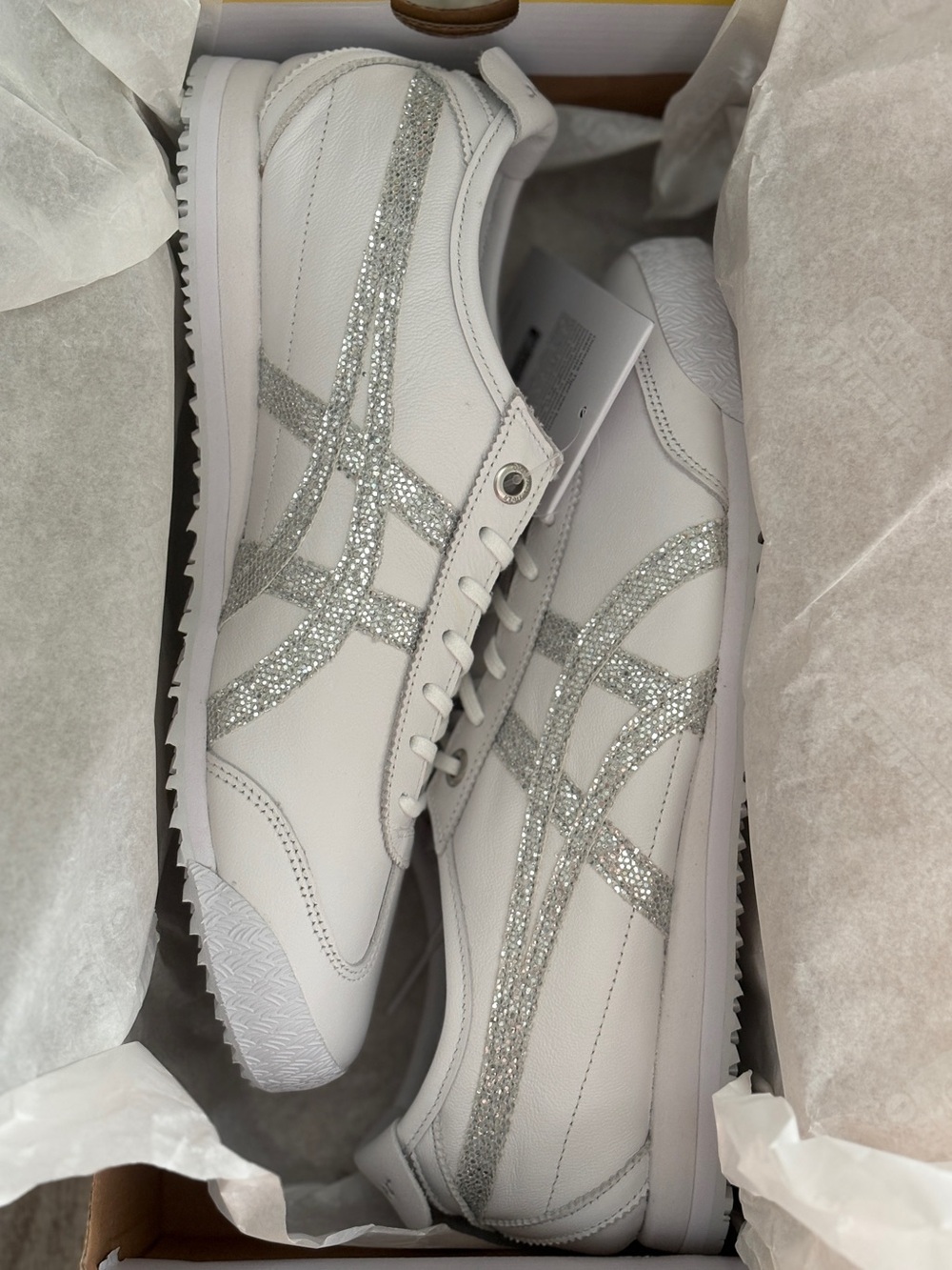 NIB Sz7 Onitsuka Tiger by Asics Mexico 66 SD Silver Glitter Sneakers